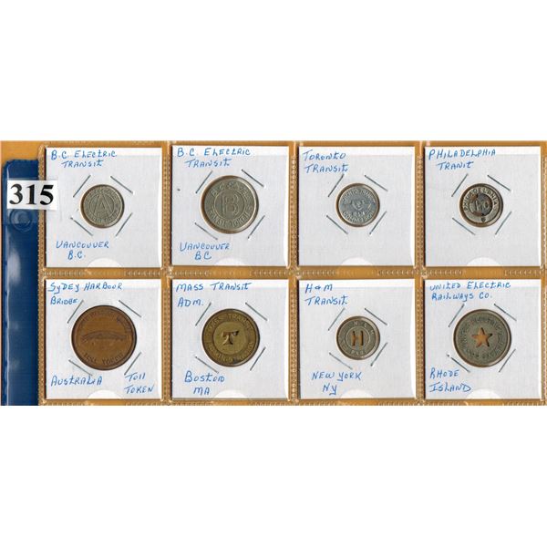 TRANSIT TOKENS - LOT of 8 DIFFERENT