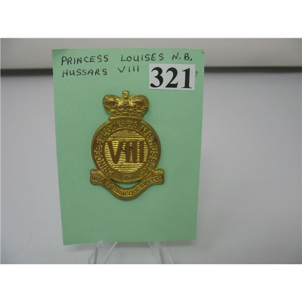 PRINCESS LOUISE HUSSARS VIII CAP BADGE - CANADA QUEEN'S CROWN