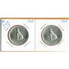 Image 1 : 1967 CANADIAN CENTENNIAL 50 CENT COINS - LOT of 2