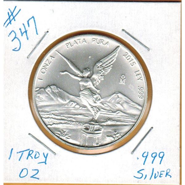 2015  1 OUNCE SILVER - 999 FINE SILVER - MEXICO LIBERTAD