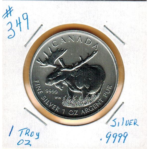 2012  1 OUNCE SILVER - .9999 FINE SILVER - CANADA - ANIMAL SERIES - MOOSE