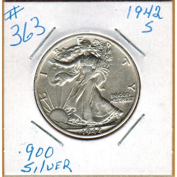 1942S  US WALKING LIBERTY HALF DOLLAR