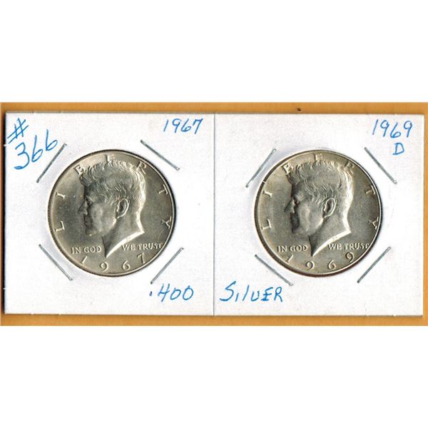 1967 & 1969D KENNEDY HALF DOLLARS