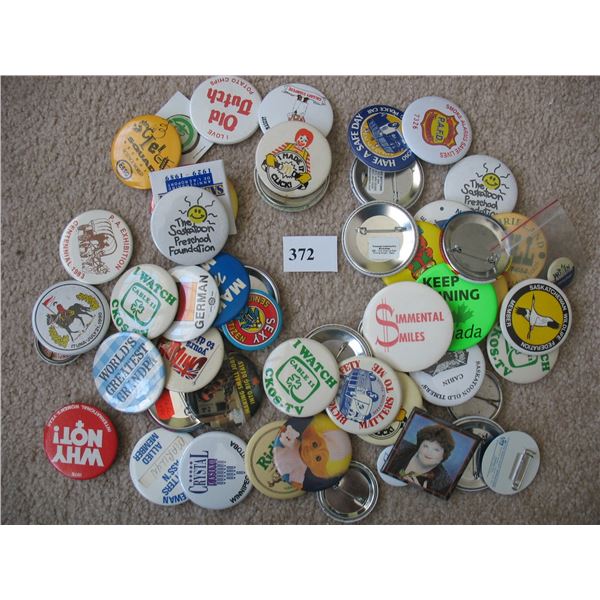 BOX of PINBACK BUTTONS - 50 Plus