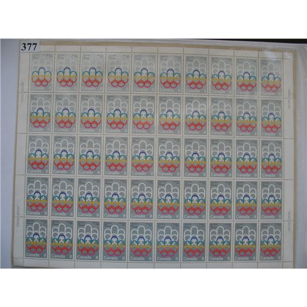 CANADA POST MINT SHEET OF 8 CENT STAMPS - UNUSED - 1976 MONTREAL OLYMPICS