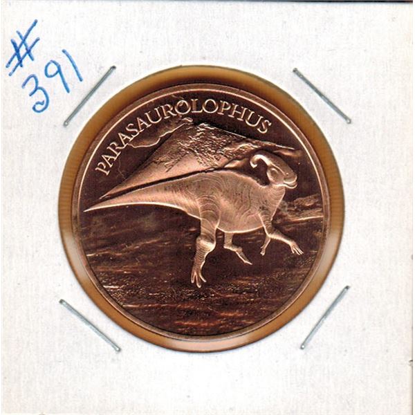 1 OUNCE COPPER  .999 FINE - DINOSAUR - PARASAUROLOPHUS