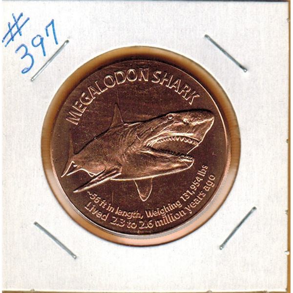 1 OUNCE COPPER  .999 FINE - MEGALODON SHARK