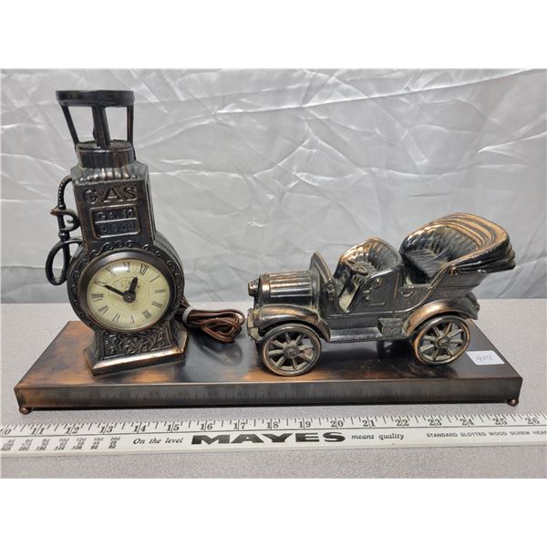 Bronze Car + Clock in Gas Pump