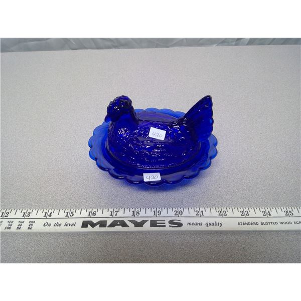 Cobalt Blue Hen on Nest