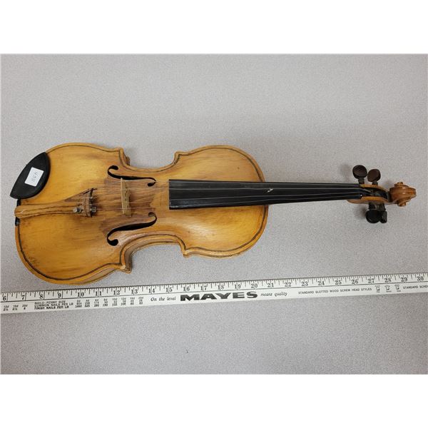 Violin -  inside reads "Jim Nemeth Punnichy, SK 1967" and "Repaired by Frank Ollinger June 8 1993 Cu