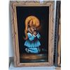 Image 3 : 2 vintage velvet painting of praying girl & boy.