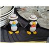 Image 3 : Lot of kitchen items. Vintage salt & pepper penguins, syrup dispenser, plates, bowls & utensils.