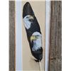Image 3 : Matted and framed in barn board, a painted feather of eagles by the metis artist Lucille Scott.