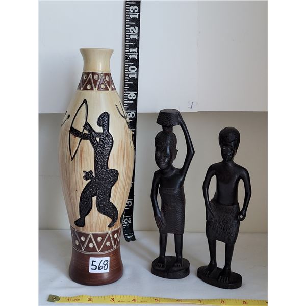 Vintage African figures and vase.