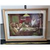 Image 1 : Vintage framed print by CM Coolidge.”A Waterloo” dogs playing poker.