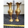 Image 5 : Vintage solid brass warming pot & 2 etched brass vases.
