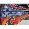 Image 2 : 6 hockey pennants. Canada, Avalanche, Canadiens, Maple Leafs, Rangers & Flames. Stanley Cup Oilers c