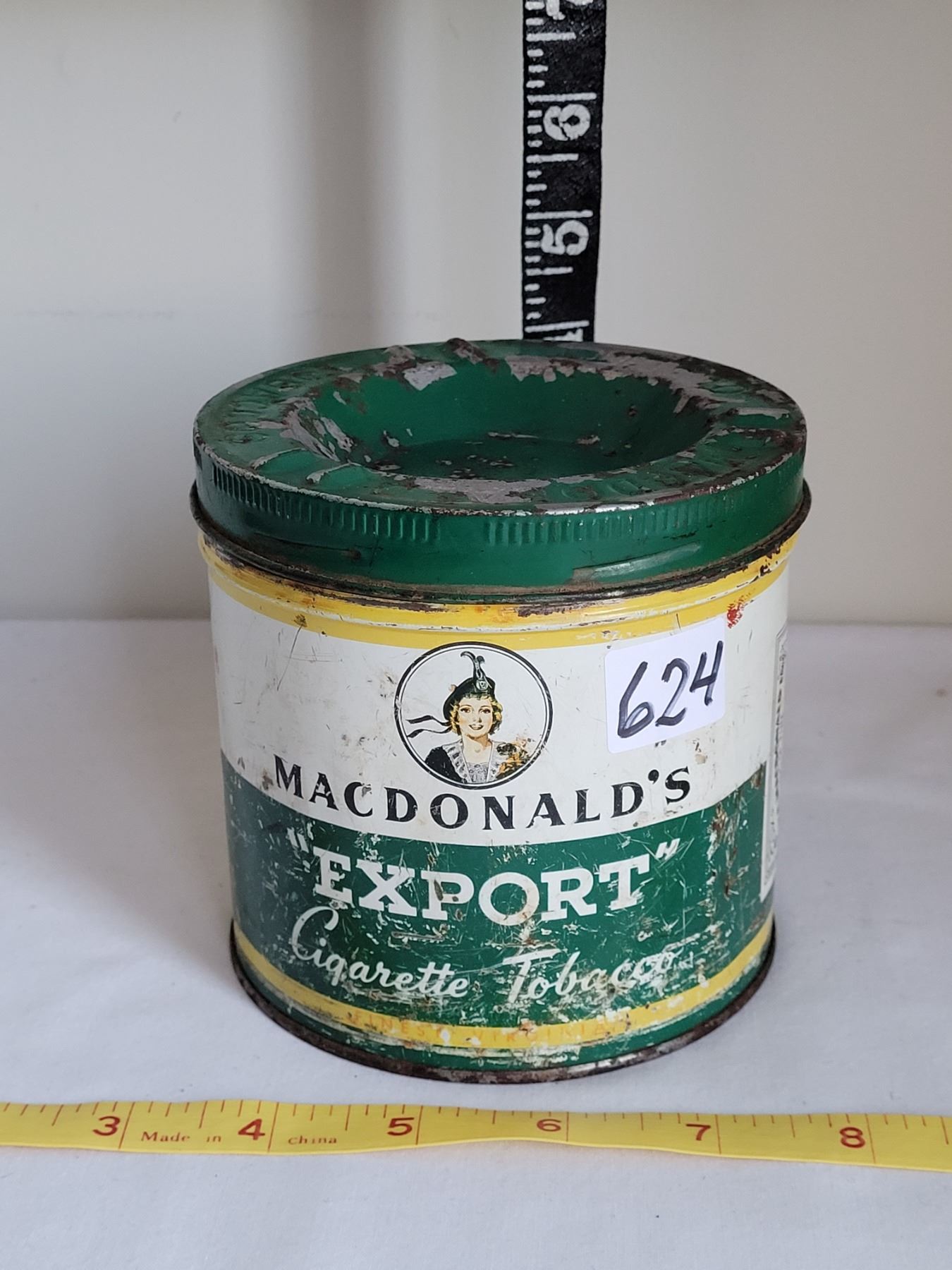export a tobacco tins Tin Very rare ashtray lid MacDonald's