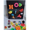 Image 2 : 1970's metal magnetic board with letters, animal & fruit magnets. Vintage toy tops, games etc.
