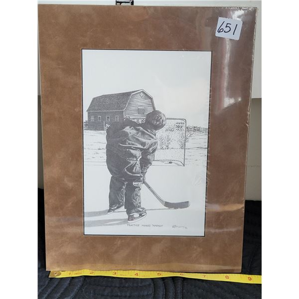 Bernie Brown matted print “Practise Makes Perfect”