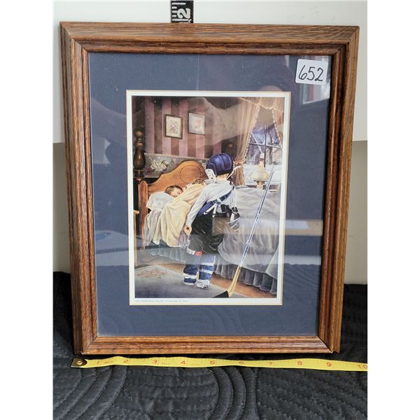 Matted, framed & signed Shirley Deaville Hockey print “C'mon Dad, It's Time”