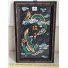 Image 1 : Framed Granite painted etching of Dragon & Phoenix. YIN & YANG