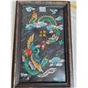 Image 4 : Framed Granite painted etching of Dragon & Phoenix. YIN & YANG