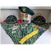 Image 1 : Vintage Boy scouts, wolf cubs caps. Scarves, slides, badges, pins in a Scouts tin.