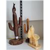 Rosewood cactus & bird, Alabaster mexican & cactus.