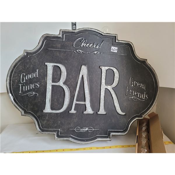 Metal Bar sign. Battery operated with 8 lights included.