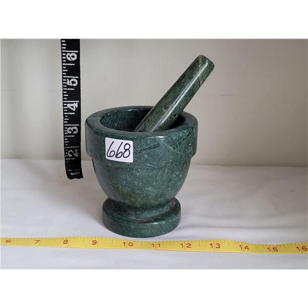 Green granite bowl & pestle