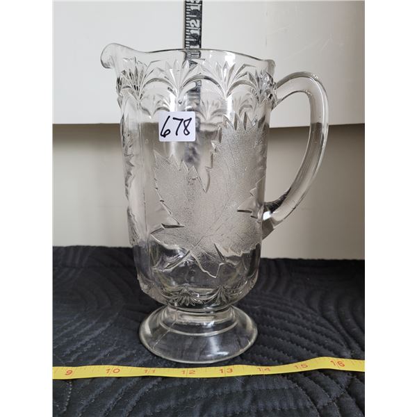 Vintage maple leaf pressed glass pitcher.