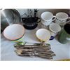 Image 2 : Metal Mocha wall decor with assorted coffee mugs, silverware etc.