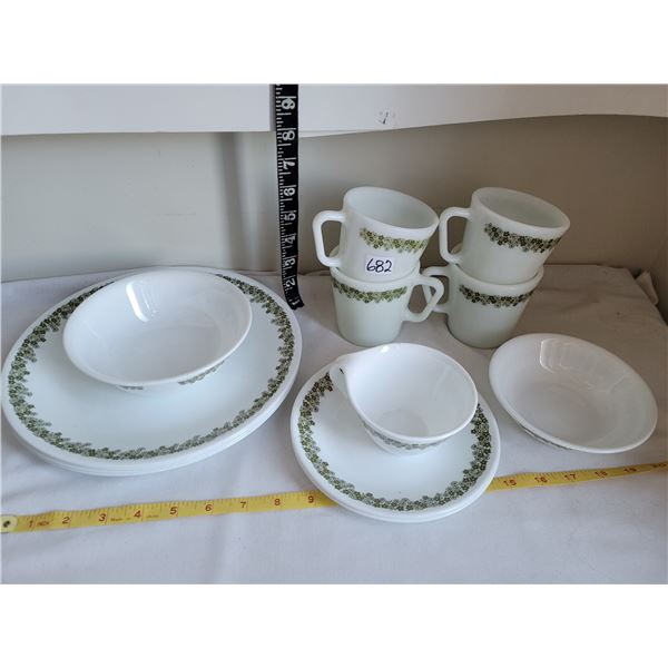 Vintage pattern Corelle dishes.