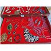 Image 2 : Assortment of costume jewelry in box with drawer.
