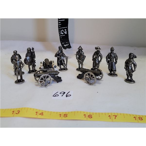 Vintage kinder egg metal soldier figurines.