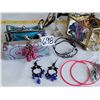 Image 3 : Lot of costume jewelry, glass trinket box, Owl atop spinning hanger & trinket purse.