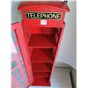Image 3 : Tall wood & glass British phone booth display cabinet. 33.5”H X 8”W