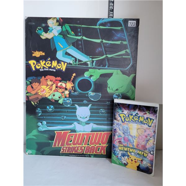 Pokemon First Movie wall board & VHS movie.