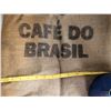 Image 2 : Burlap Cafe Do Brazil coffee bean bag  with enamel campfire brew pot.