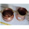 Image 2 : Copper collection, Pineapple bell, creamer, pail & caldron with brass snake handles.