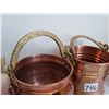 Image 3 : Copper collection, Pineapple bell, creamer, pail & caldron with brass snake handles.