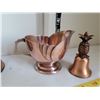Image 4 : Copper collection, Pineapple bell, creamer, pail & caldron with brass snake handles.