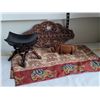 Image 1 : Lot of Eastern items. 4 place mats, decorative spoon or trinket rack. Folding intertwined stand for 