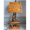Image 1 : Vintage  handmade rustic stone and wood fireplace lamp.