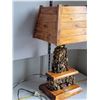 Image 3 : Vintage  handmade rustic stone and wood fireplace lamp.