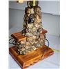 Image 4 : Vintage  handmade rustic stone and wood fireplace lamp.