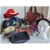 Image 1 : Lot of hats (2 vintage) tote bags (1 canvas) purses & basket.