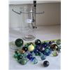 Image 1 : Vintage jar of many large boulder marbles.
