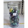 Image 5 : Vintage jar of many large boulder marbles.